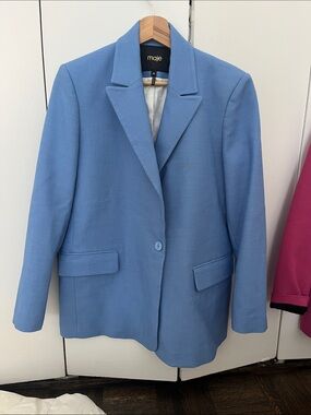 Maje Light Blue Tailored Single-Button Blazer